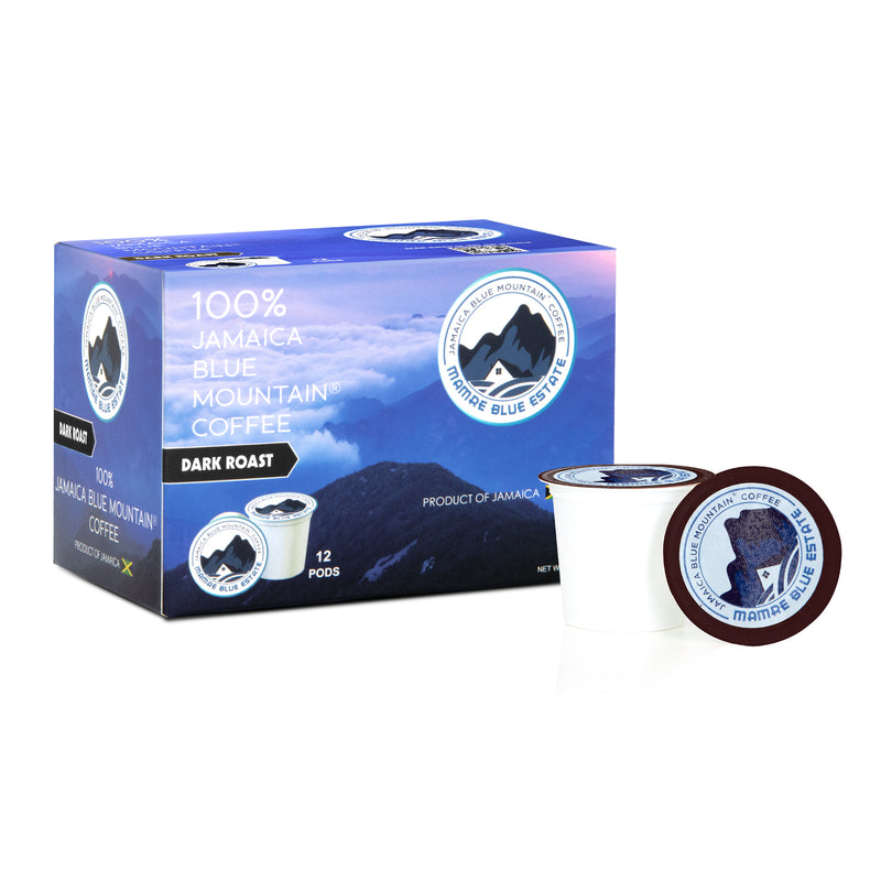 100% Jamaica Blue Mountain Coffee Pods – Dark Roast (12 Count)